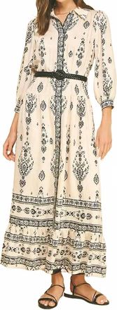 Pinch Design Collared Maxi Dress In Cream/black