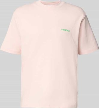 Lindbergh Lindbergh Oversized T-Shirt mit Label-Print in Hellrosa, Gr&ouml;&szlig;e XXXL