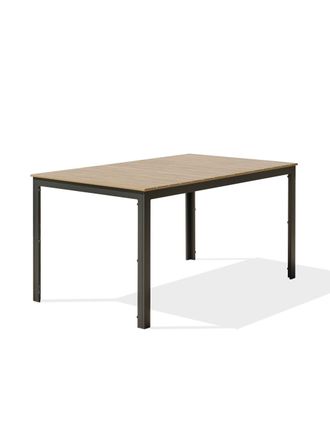 DCB Garden Mesa de jard&iacute;n de alu, tapa polimadera imitaci&oacute;n madera