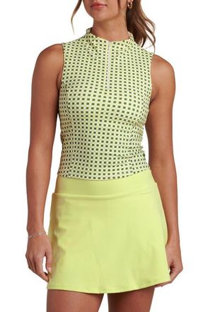 La Blanca Checkpoint Sleeveless Half Zip Golf Top in Lime at Nordstrom, Size X-Small