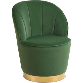 Beliani Beliani - Sill&oacute;n Redondo Glamuroso Base De Metal Dorado Tapicer&iacute;a De Terciopelo Verde Alby