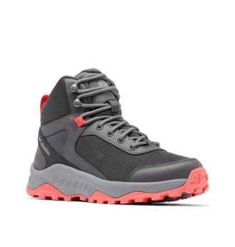 Columbia Womens Trailstorm Ascend Mid WP waterproof mid rise hiking boots, Grey (Dark Grey x Red Coral), 3 UK