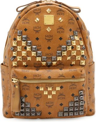 MCM Mcm Brown Coated Canvas Backpack (Pre-Owned)