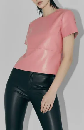 AS by DF Awaken Recycled Leather Tee in Mauve at Nordstrom, Size X-Small