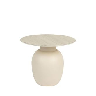 DRAWER Mesa auxiliar redonda efecto travertino &oslash;50cm - Beige