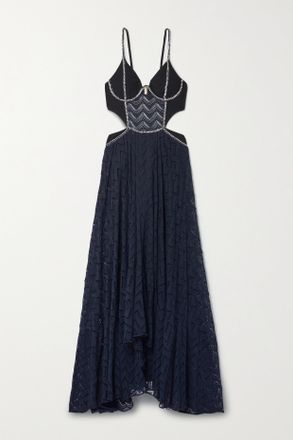 PatBo + Alessandra Ambrosio Abito Maxi In Maglia A Giorno E Jersey Stretch Cut-out Con Decorazioni - Nero