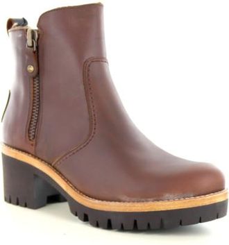 Panama Jack Dames Pauline B9 Bark Waterdichte Leren Hak Enkellaarsjes