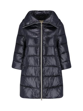 Herno Black Cleofe Zip-Up Fabric Puffer Jacket