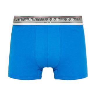 Versace Bottoms, male, Blue, Size: 3XL Ribbed Cotton-Jersey Trunks