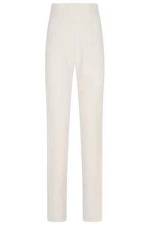 Alberta Ferretti Cream Side Zip Slim Straight-Leg Viscose-Blend Trousers