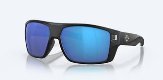Costa Unisex Diego Polarized Sunglasses In Matte Black Blue Mirror