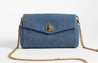 Ralph Lauren Borsa di jeans blu con fibbia dorata