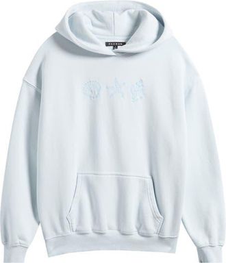 PacSun Embroidered Seashell Cotton Blend Hoodie in Light Blue at Nordstrom, Size Xx-Small