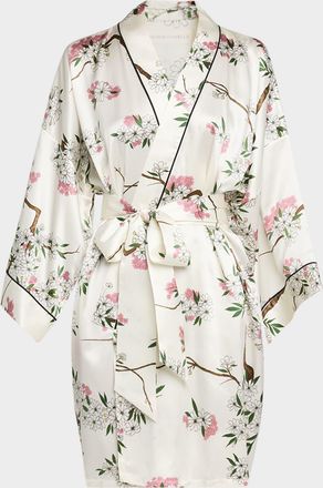 Olivia Von Halle Mimi Ana Blossom-Print Silk Robe