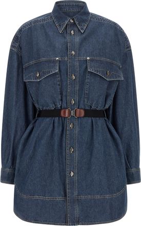 Versace Blue Cotton Short Womens Dress
