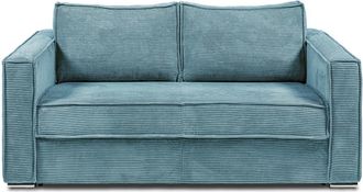 VENTE-UNIQUE.COM Sof&aacute; cama terciopelo 4 plazas azul turquesa 215x223cm