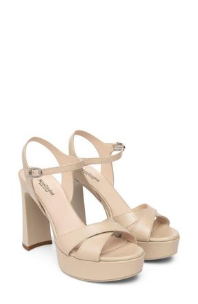 Nero Giardini Ankle Strap Platform Sandal in Latte at Nordstrom, Size 10Us