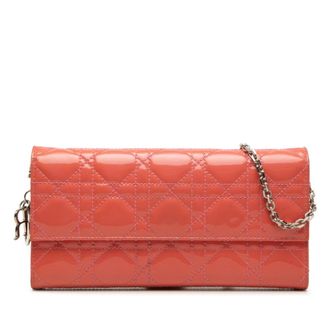 Dior Pink Patent Leather Long Wallet (Bi-Fold) (Pre-Owned)