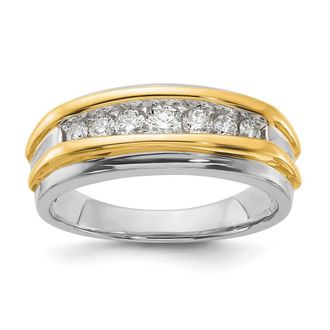 Diamond2Deal 10k White Gold 1/2 Ct Lab Grown Diamond Seven Stone Mens Ring