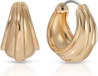 Ettika Modern Ridge Huggie Hoop Earrings in Gold at Nordstrom