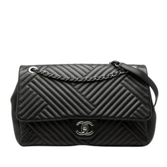 Chanel Pre-owned Classic Flap Schoudertas - Dames - Pre-owned - Zwart - Maat: ONE Size Zijde