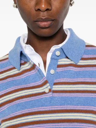 Guest In Residence Striped Polo - Light Blue
