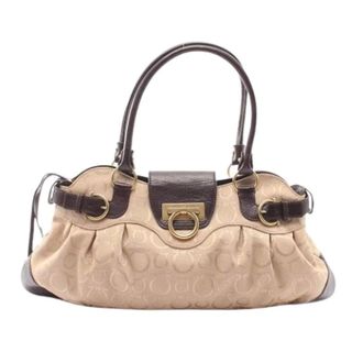 Ferragamo Pre-owned Canvas Shoulder Bag - Dames - Pre-owned - Beige - Maat: ONE Size Leer