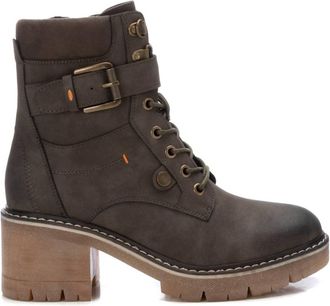 Xti Womens Combat Booties In Kakhi