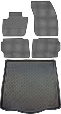 OEM Ford Mondeo V Liftback Hatchback (5 Puertas) Desde 01.2015 Set - Alfombrillas De Goma Para Coche + Alfombrilla Para Maletero