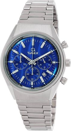Timex Q Falcon Eye Chronograph Quartz Blue Dial Mens Watch TW2W33700