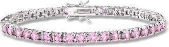 Ross-Simons Simulated Pink Sapphire Tennis Bracelet in Sterling Silver
