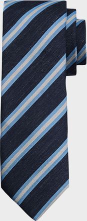 Canali Men & apos;s Diagonal Multi-Stripe Silk Tie