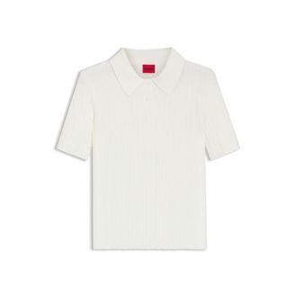 HUGO BOSS Slim-fit ribbed sweater with polo collar