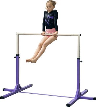 OEM Barra De Gimnasia Para Ni&ntilde;os +3 A&ntilde;os Barra De Entrenamiento Altura Ajustable 92-150 Cm Carga 75 Kg 194x121x150cm Violeta