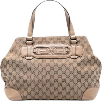 Gucci Pre-owned Handbags, female, Brown, Size: ONE SIZE Pre-owned Dressage Tote Bag