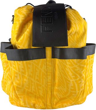 Fendi Black Yellow Nylon Leather Backpack (Pre-Owned)