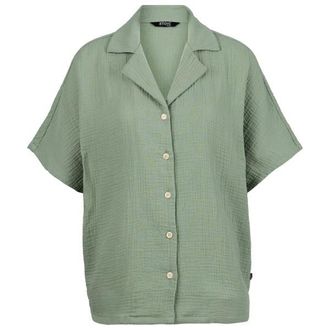 Stoic MMXX. Loddby Oversized Blouse S/S Bluse f&uuml;r Damen | gr&uuml;n
