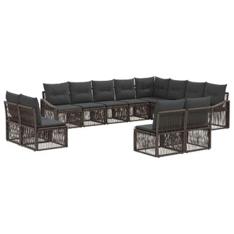 vidaXL Conjunto De Sof&aacute;s De Jard&iacute;n 12 Pcs Gris Rat&aacute;n Sint&eacute;tico Vidaxl