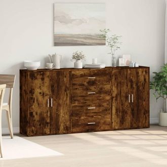 Berkfield Home Sideboards 3 pcs Smoked Oak 60x31x84 cm Engineered Wood in Brown | Size: 60 x 31 x 84 cm