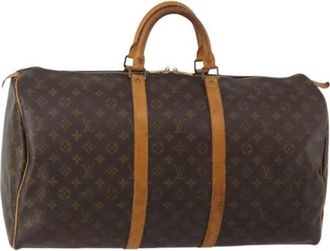 Louis Vuitton Pre-owned Keepall 55 - Dames - Vintage Weekendtas - Bruin - ONE Size - Katoen - Vintage