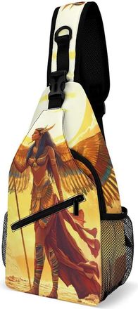 Generic Egyptian Goddess Shu Mens Crossbody Chest Sling Bag for Travel Hiking Lightweight Shoulder Bags with Small Side