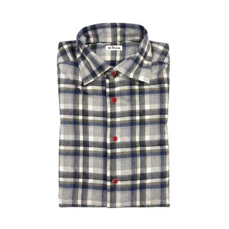 Kiton Nerano Shirt - Heren - Overhemden - Grijs - Maat: M Katoen