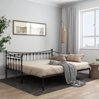 vidaXL Vidaxl Telaio Divano Letto Estraibile Nero In Metallo 90x200 Cm