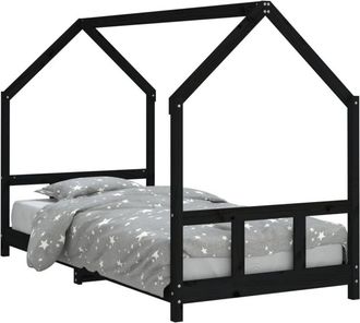 vidaXL Estructura De Cama Para Ni&ntilde;os Madera De Pino Negro 90x190 Cm Vidaxl