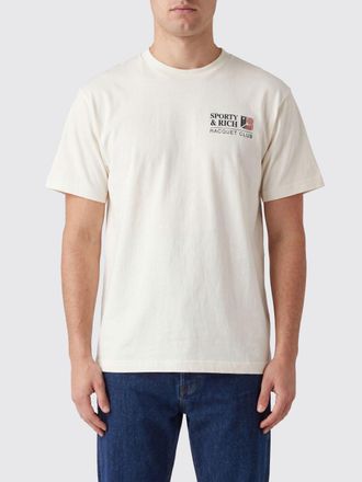 Sporty & Rich T-shirt in cotone a girocollo con logo stampato a contrasto