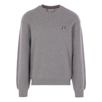 Maison Kitsun&eacute; Sweatshirts, male, Gray, Size: M Casual Fleece Sweatshirt