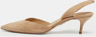 PAUL ANDREW Beige Suede Rhea Slingback Pumps