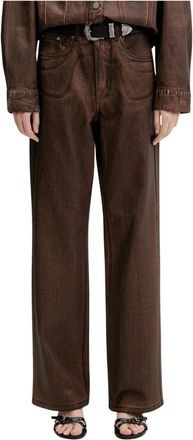 Gestuz Wide Broeken - Dames - Straight fit broeken - Bruin - W26 - Katoen - Broeken