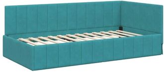 vidaXL Corner Bed Frame Turquoise 100 cm x 200 cm Fabric vidaXL