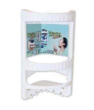 Trade Shop Trade Shop - Organizador De Pl&aacute;stico 3 Estantes Estante Esquinero Con Ducha Accesorios De Ba&ntilde;o